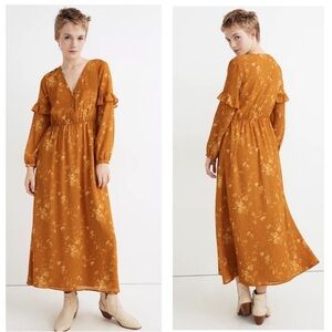 Madewell Ruffle-Sleeve Button-Front dress in Tonal Botanical.  Size 2.